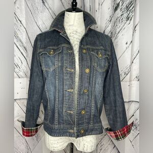 Coldwater Creek Denim jacket w/Plaid Trim S